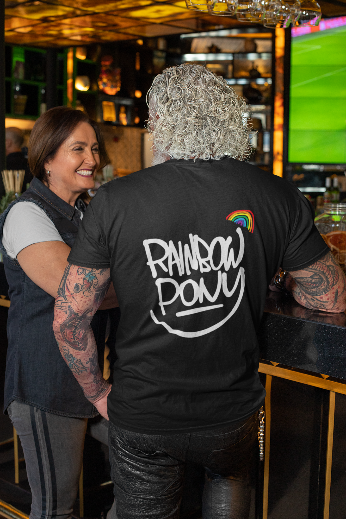 Rainbow Pony Text Black Tee Shirt